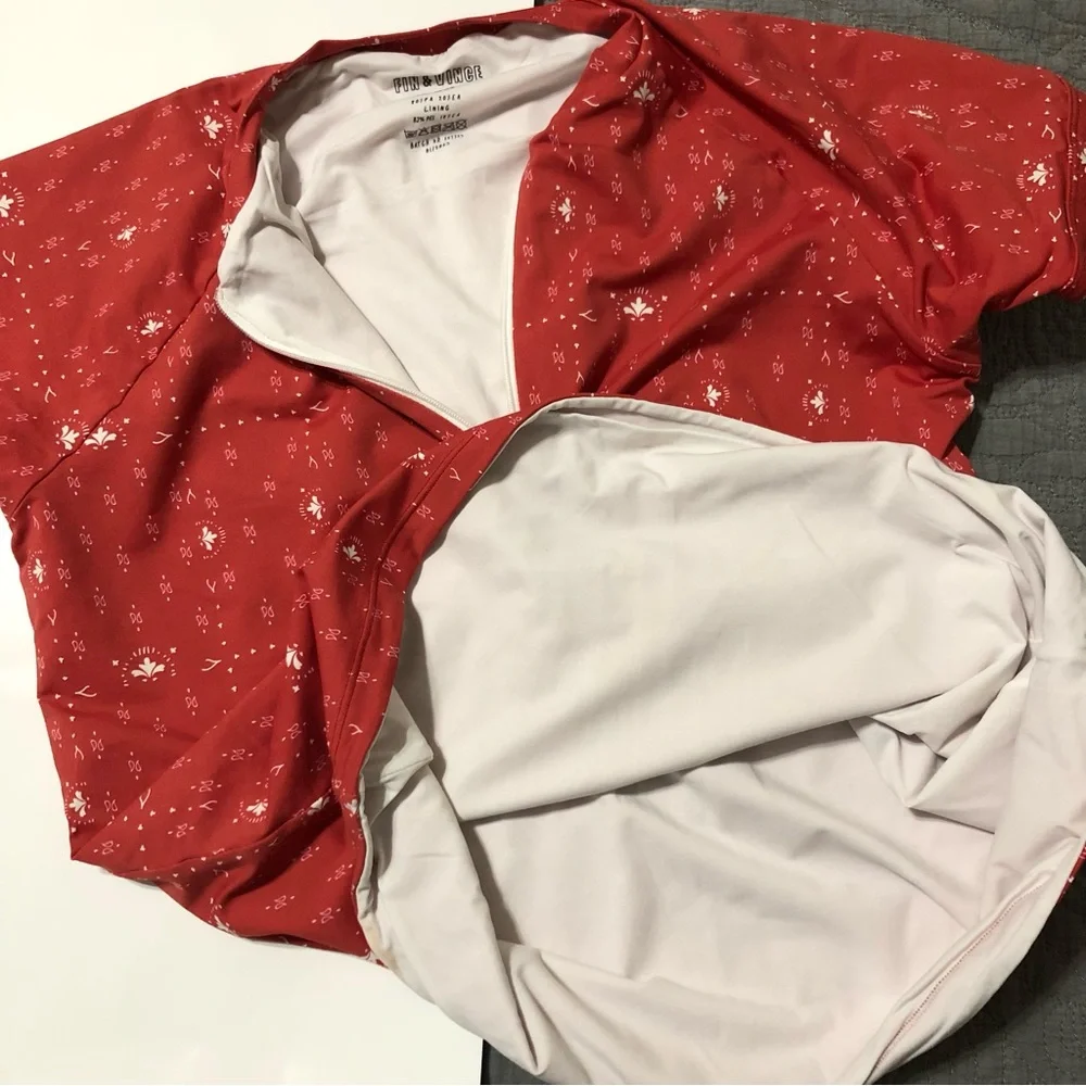 FIN & VINCE Red Rash guard Swim Shirt - 12 Unisex